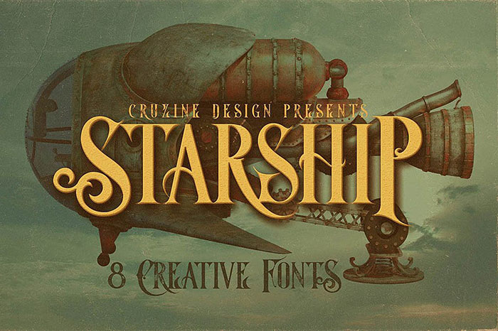 Starship-Typeface Steampunk Fonts to Use for Creating A Futuristic Design