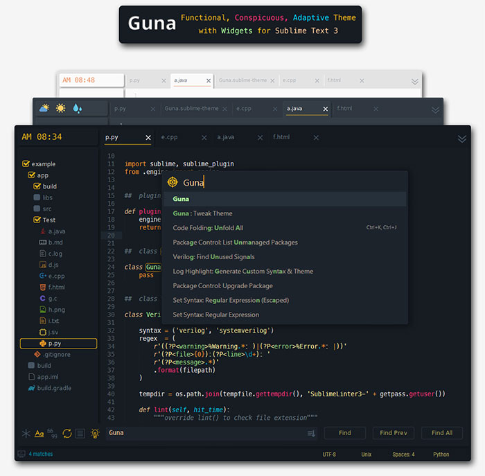 guna Sublime Themes to Use for A Better Color Scheme