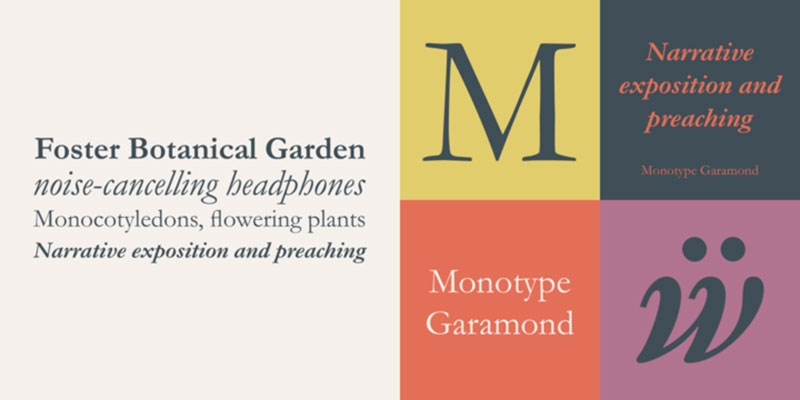 Monotype-Garamond Fonts similar to Garamond. The alternative typefaces