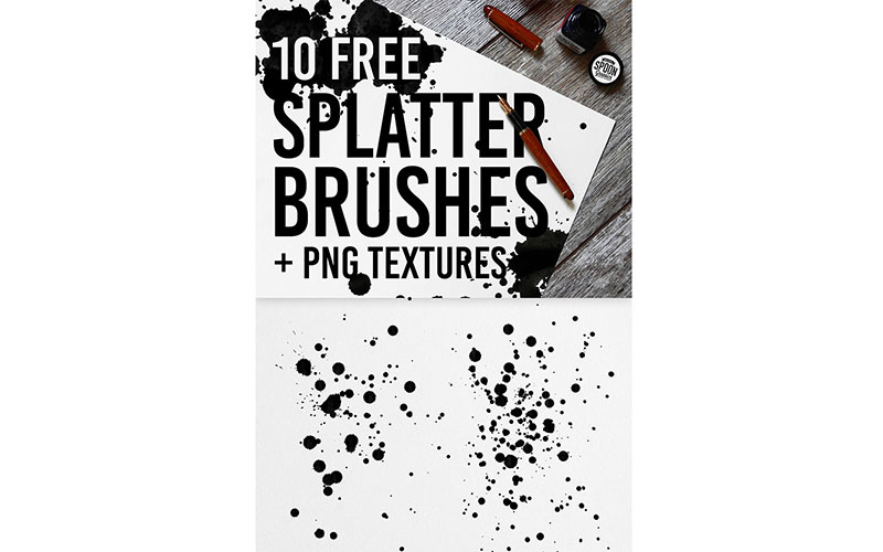 10-Free-Ink-Splatter-Photoshop-Brushes-and-PNG-Textures-1 Cool Photoshop splatter brushes to use in your designs