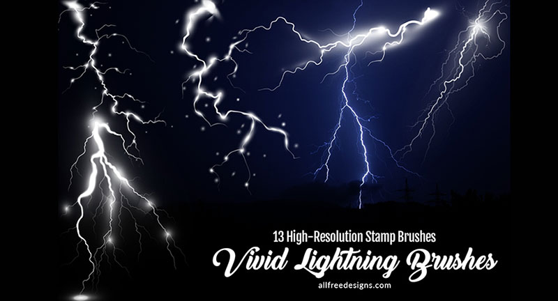 13-Lightning-Background-Brushes-for-Creating-Electrifying-Stormy-Scenes Lightning Photoshop brushes that you could use in your projects