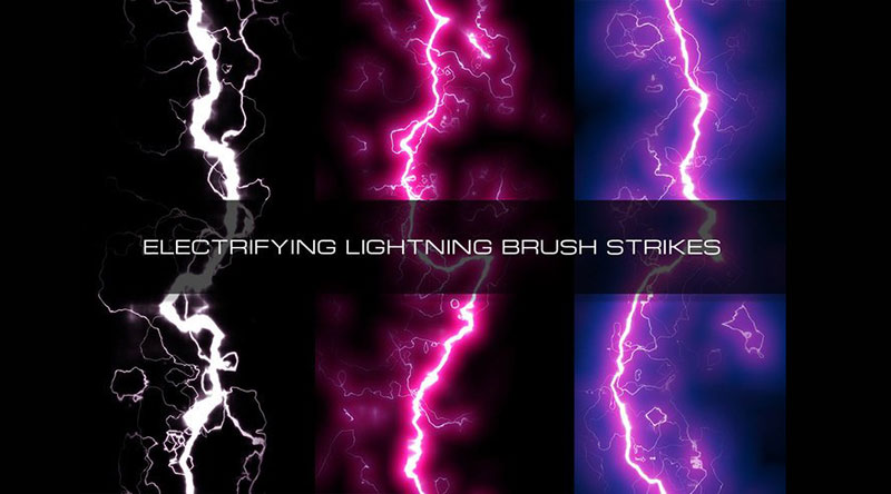 18-Electrifying-Lightning-Brush-Strikes Lightning Photoshop brushes that you could use in your projects