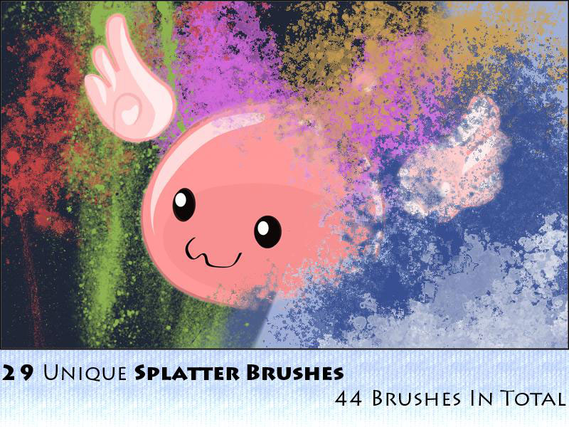 44-Splatter-Brushes-Pack Cool Photoshop splatter brushes to use in your designs
