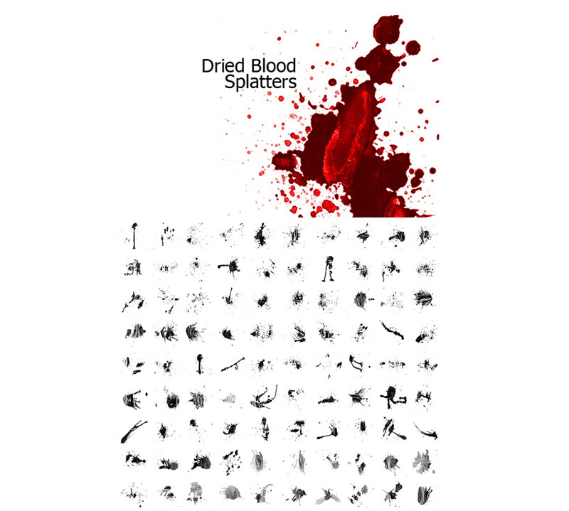 Dried-Blood-Splatters Cool Photoshop splatter brushes to use in your designs