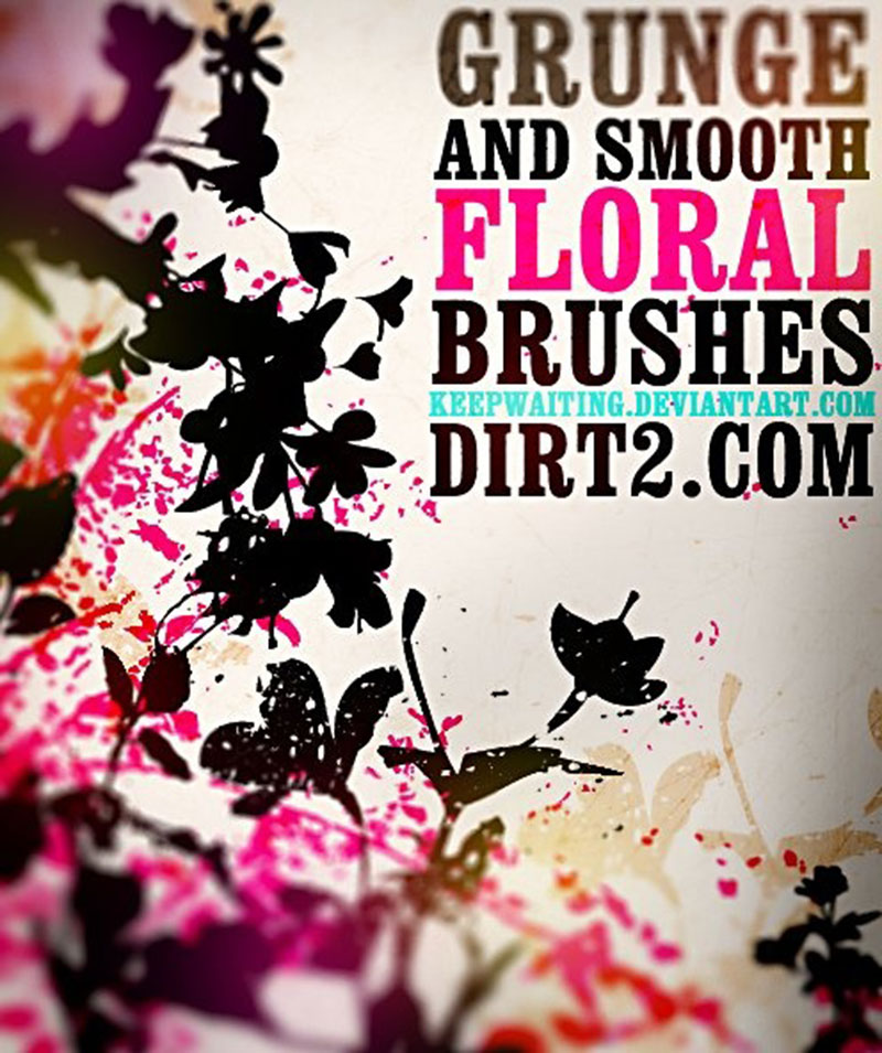 Grungy-Floral-Photoshop-Brushes-Worn-Flowers 20 Awesome Distressed Photoshop Brushes You Must Have