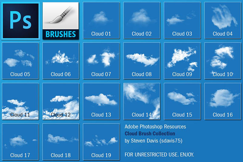 Free-Simple-Cloud-Brushes-for-Photoshop-From-nimbus-to-cirrus 26 Photoshop Cloud Brushes That You Must Have In Your Toolbox