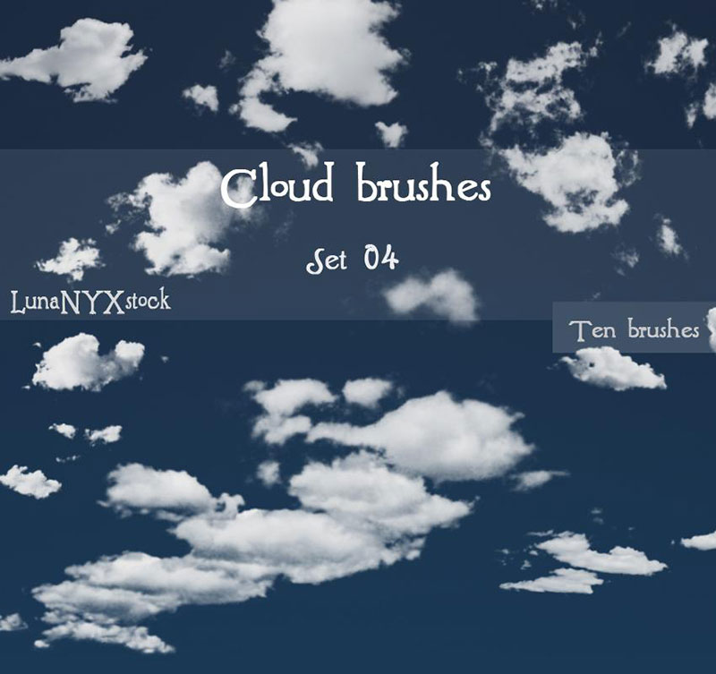 Set-of-Four-Cloud-Brushes-Fly-through-the-clouds 26 Photoshop Cloud Brushes That You Must Have In Your Toolbox