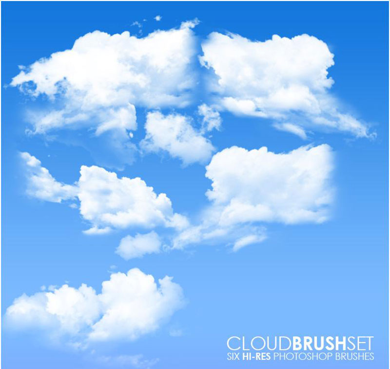 Six-Cloud-Brush-Set-Fluffy-strokes 26 Photoshop Cloud Brushes That You Must Have In Your Toolbox