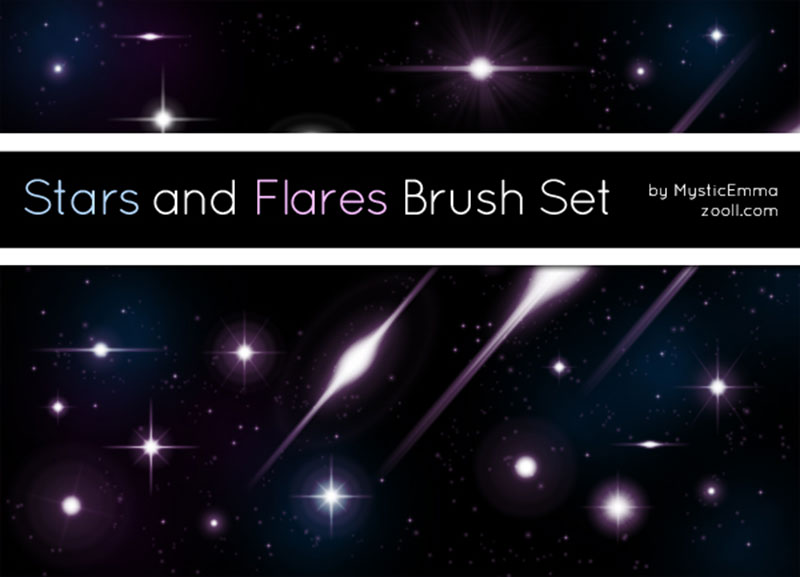 Stars-And-Flares-Brush-Set-–-Make-everything-bright 23 Photoshop Star Brushes That Will Make Your Designs Better