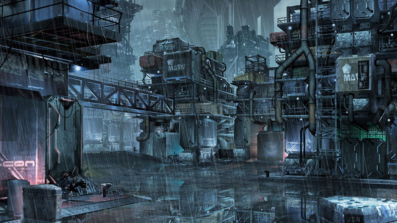 Cyberpunk-slums-of-the-future-Danger-in-the-rain Cyberpunk wallpaper examples for your futuristic desktop