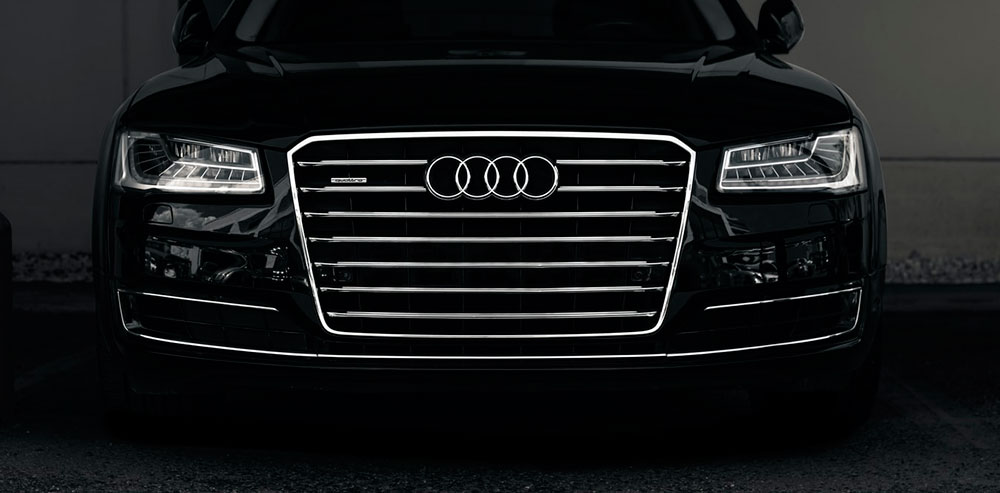 The Audi logo & the minimalist branding of this car company
