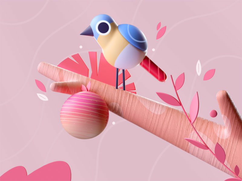 Birds-_-Fruit Amazing 3D illustrations that are awe-inspiring