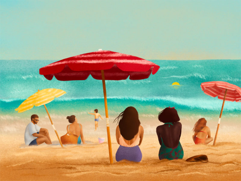 Day-on-a-beach Lovely summer illustration examples to check out