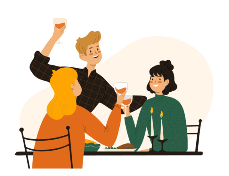 Dinner-with-friends Thanksgiving illustration examples that are great