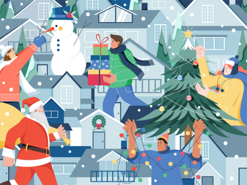 Happy-Holiday Christmas illustration examples that look amazing