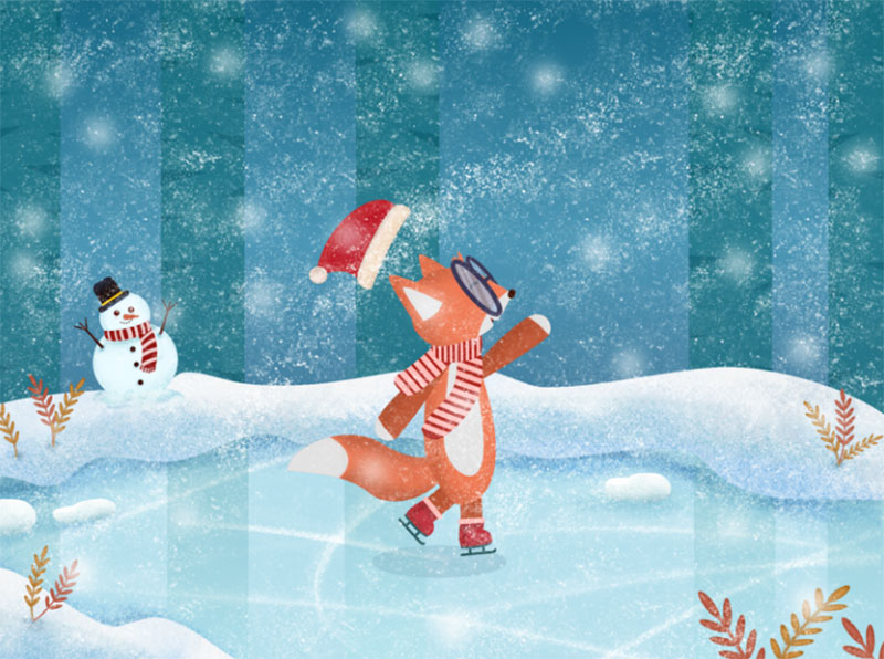 Ice-Skating-Time Beautifully designed winter illustration examples for you