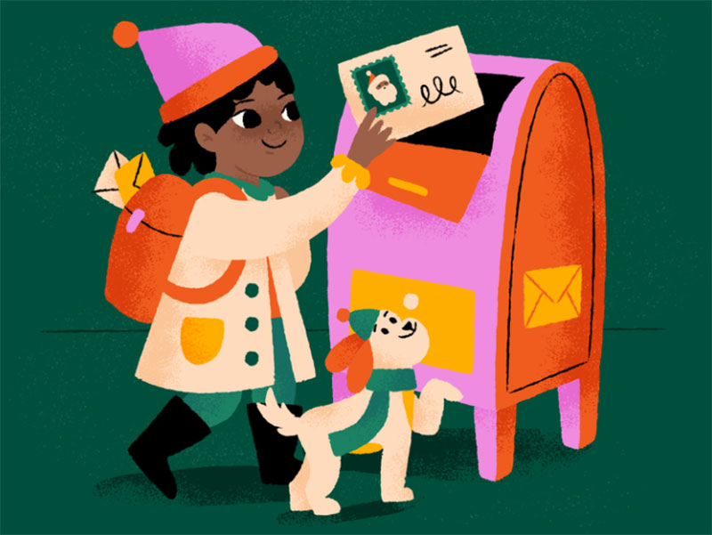 Mailing-a-note-to-Santa Christmas illustration examples that look amazing