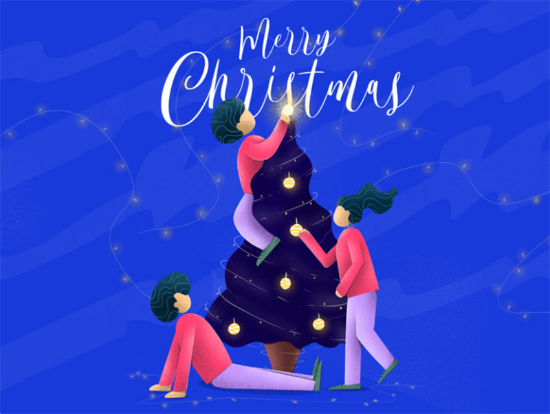 Merry-Christmas-Dribbble-Family Christmas illustration examples that look amazing