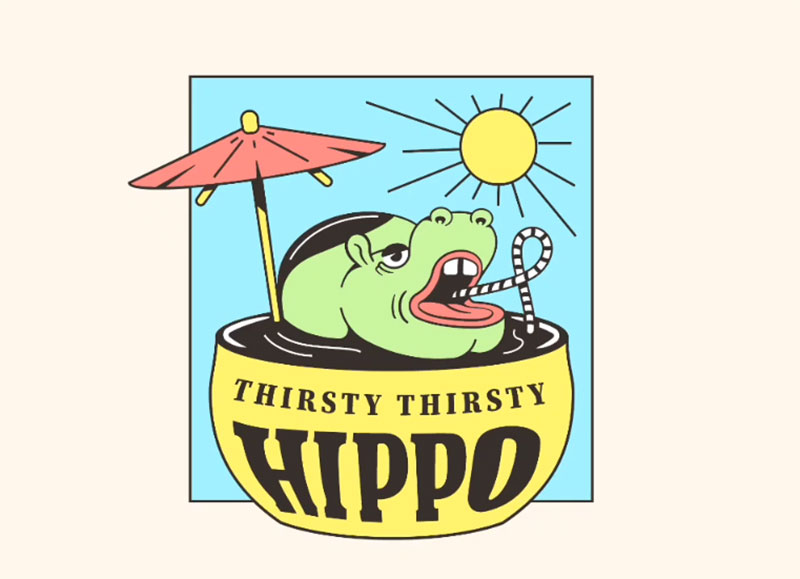More-Thirsty-Hippo. Lovely summer illustration examples to check out