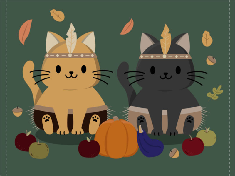 Native-Kitties Thanksgiving illustration examples that are great
