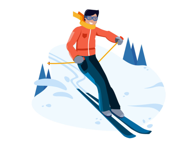 Skiing-Activity Beautifully designed winter illustration examples for you