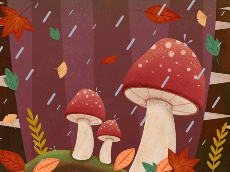 Small-Forest Beautiful autumn illustration examples for the season