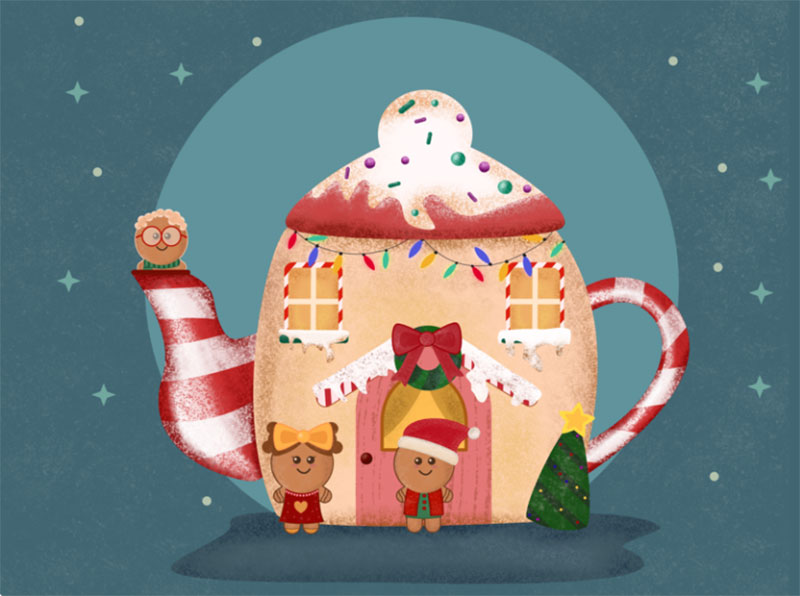 Teacup-Christmas-House Christmas illustration examples that look amazing