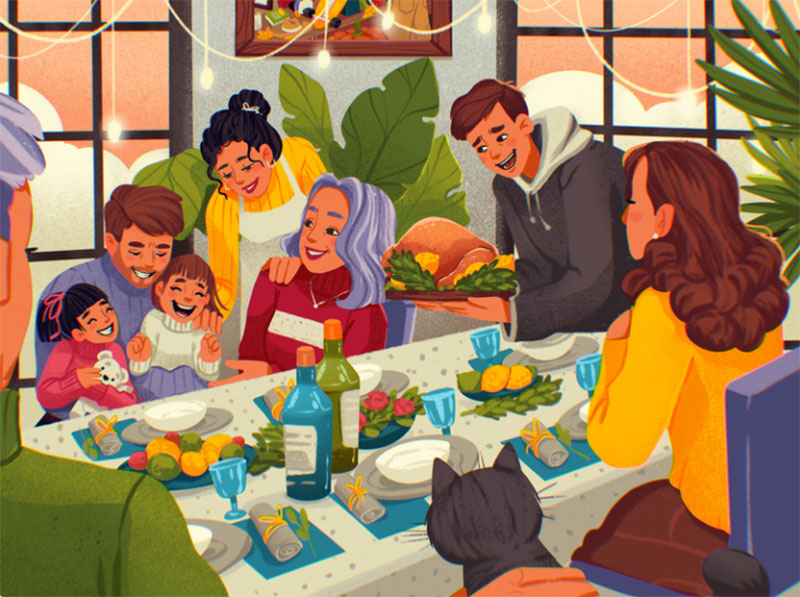 Thanksgiving-Dinner-Illustration Thanksgiving illustration examples that are great