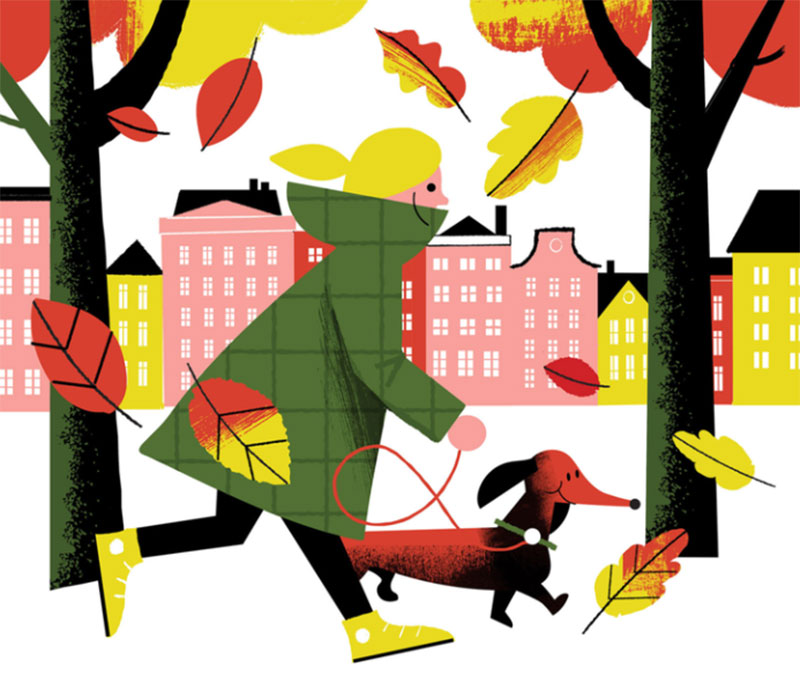 Walk-in-the-park Beautiful autumn illustration examples for the season