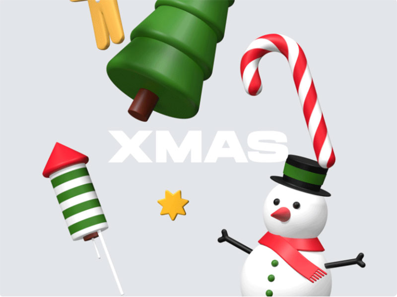 Xmas-3d-icons Christmas illustration examples that look amazing