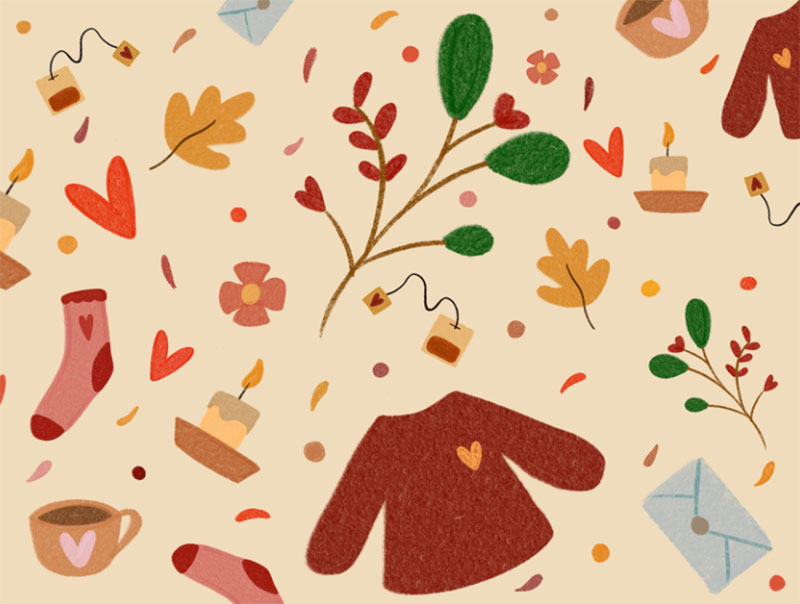 autumn-pattern. Beautiful autumn illustration examples for the season