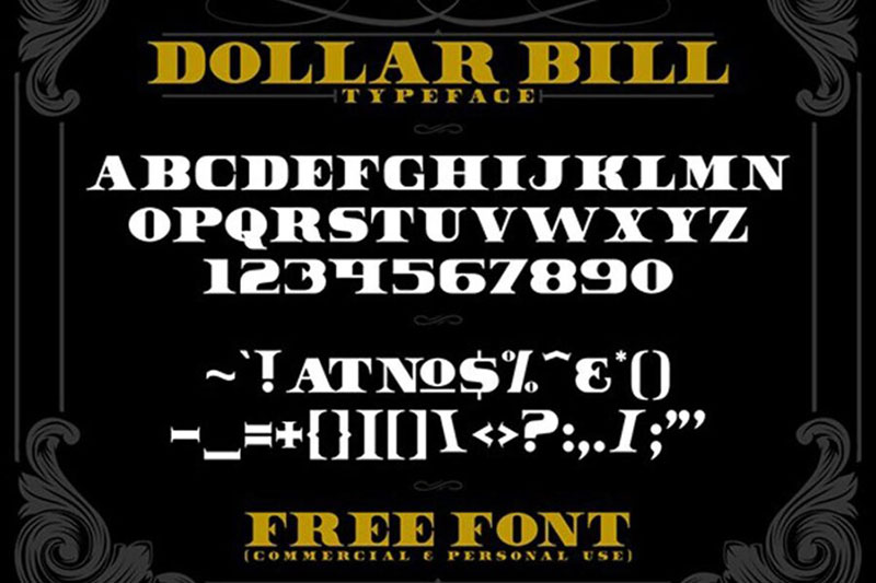 free-dollar-bill-serif-font Money font examples that look really impressive