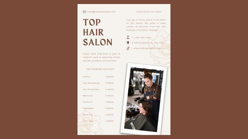 Beige-and-caramel Creative Hairstylist Flyers That Will Leave a Lasting Impression