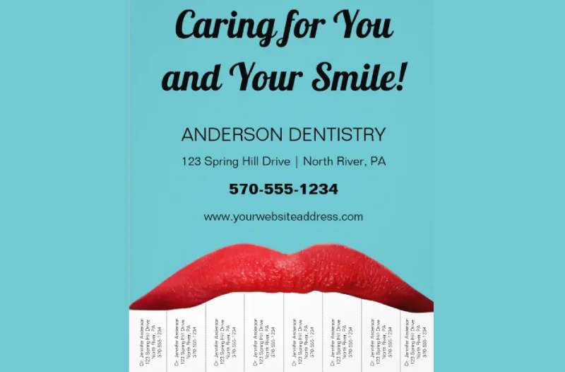 Red-Lips-White-Teeth-Dentist-Office-Tear-Off-Strip-Flyer-1 Dental Flyers That Will Encourage Better Oral Health