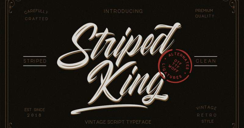 Striped-King-Vintage-Business-Font Popular Striped Fonts Used by Designers Worldwide