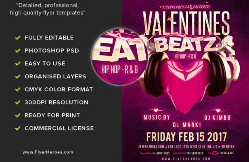 Valentines-Beatz-Flyer-Template-3-1 Valentine's Day Flyers That Sell: 21 Great Examples