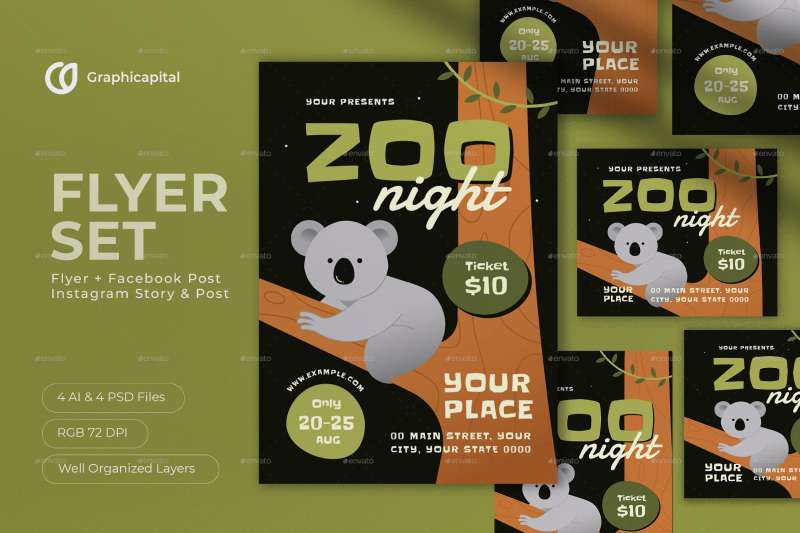 green-flat-design-1 Zoo Flyers That Will Make Your Heart Race