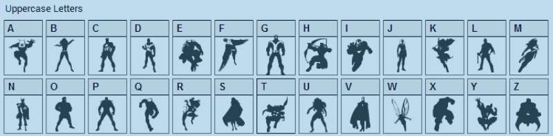heroes-assemble-dingbats-font-charmap What's The Iron Man Font And Can You Use It In Your Designs?