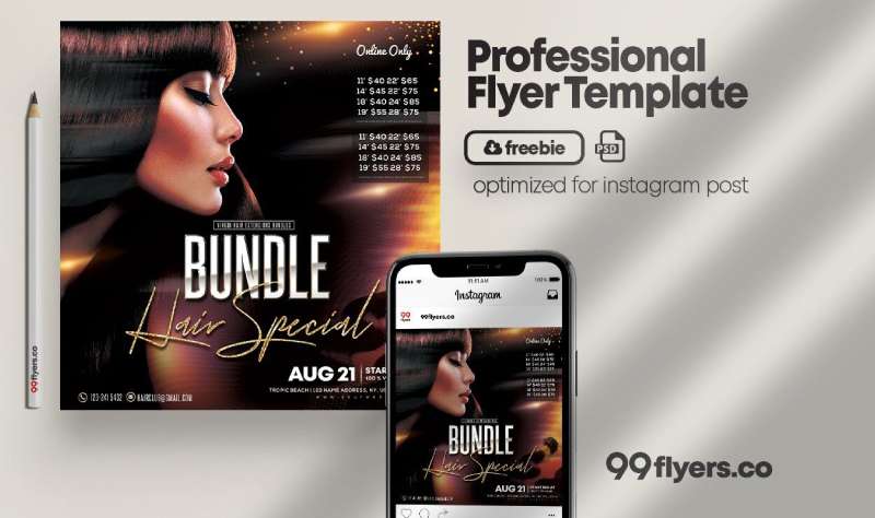 modern-glitter-hair-bundles-flyer-template-and-instagram-post-1 Creative Hairstylist Flyers That Will Leave a Lasting Impression