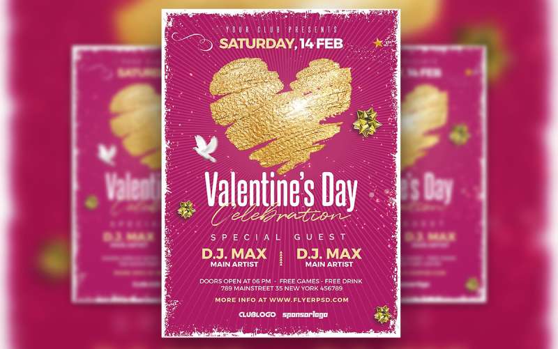 pink-and-gold-valentine-s-day-celebration-party-flyer-template-1 Valentine's Day Flyers That Sell: 21 Great Examples