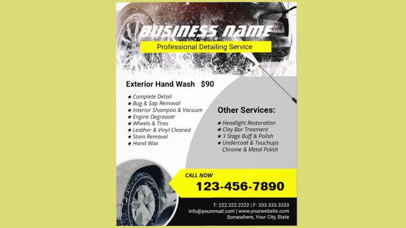 Auto-detailing Eye-Catching Power Washing Flyers to Boost Your Business