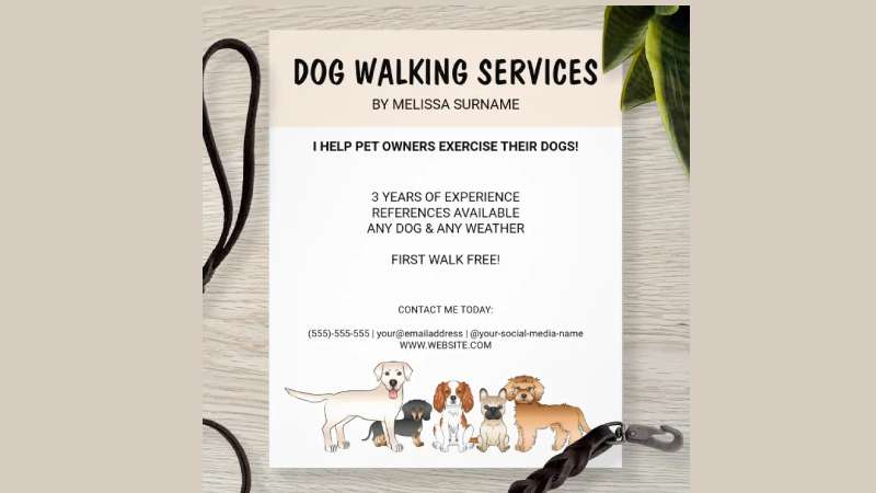 Cute-cartoon-dog Top Dog Walking Flyers for Effective Marketing