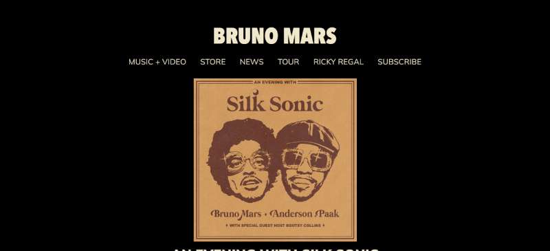 Bruno-Mars Awesome Examples Of Websites For Singers