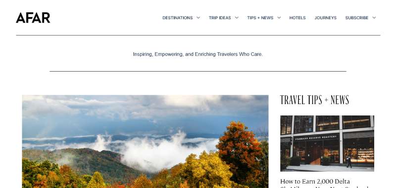 Afar The 29 Best Tourism Website Design Examples to Inspire Travel