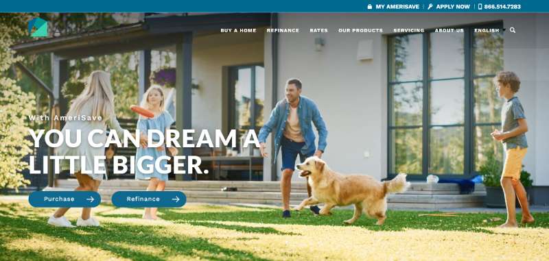 AmeriSave-Mortgage-Corporation 18 Mortgage Broker Website Design Examples that Seal the Deal