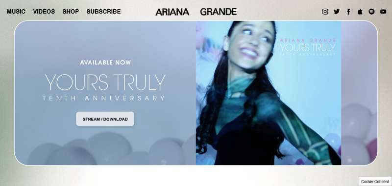 Ariana-Grande 27 Musician Website Design Examples for Creative Inspiration