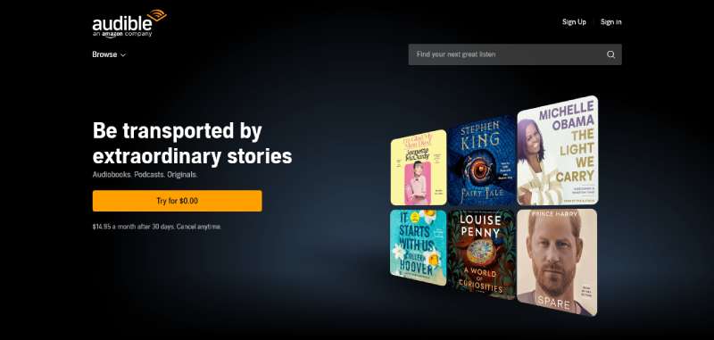 Audible 29 Subscription Website Design Examples To See