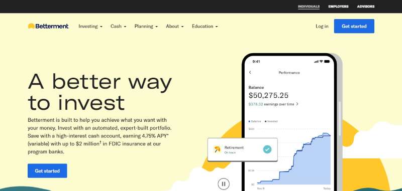 Betterment 22 Financial Services Website Design Examples that Pay Off