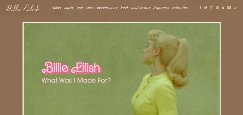 Billie-Eilish 27 Musician Website Design Examples for Creative Inspiration