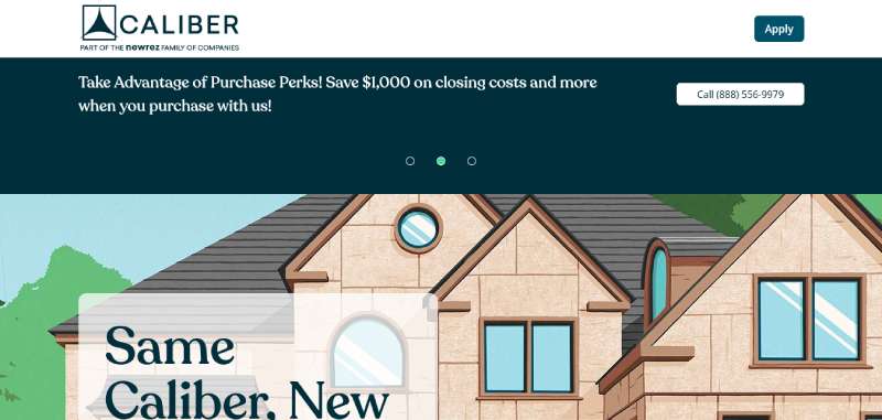 Caliber-Home-Loans 18 Mortgage Broker Website Design Examples that Seal the Deal